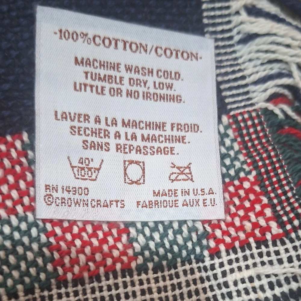 Vintage Crown Crafts Festive Holiday Throw Blanket with Christmas Patterns Retro